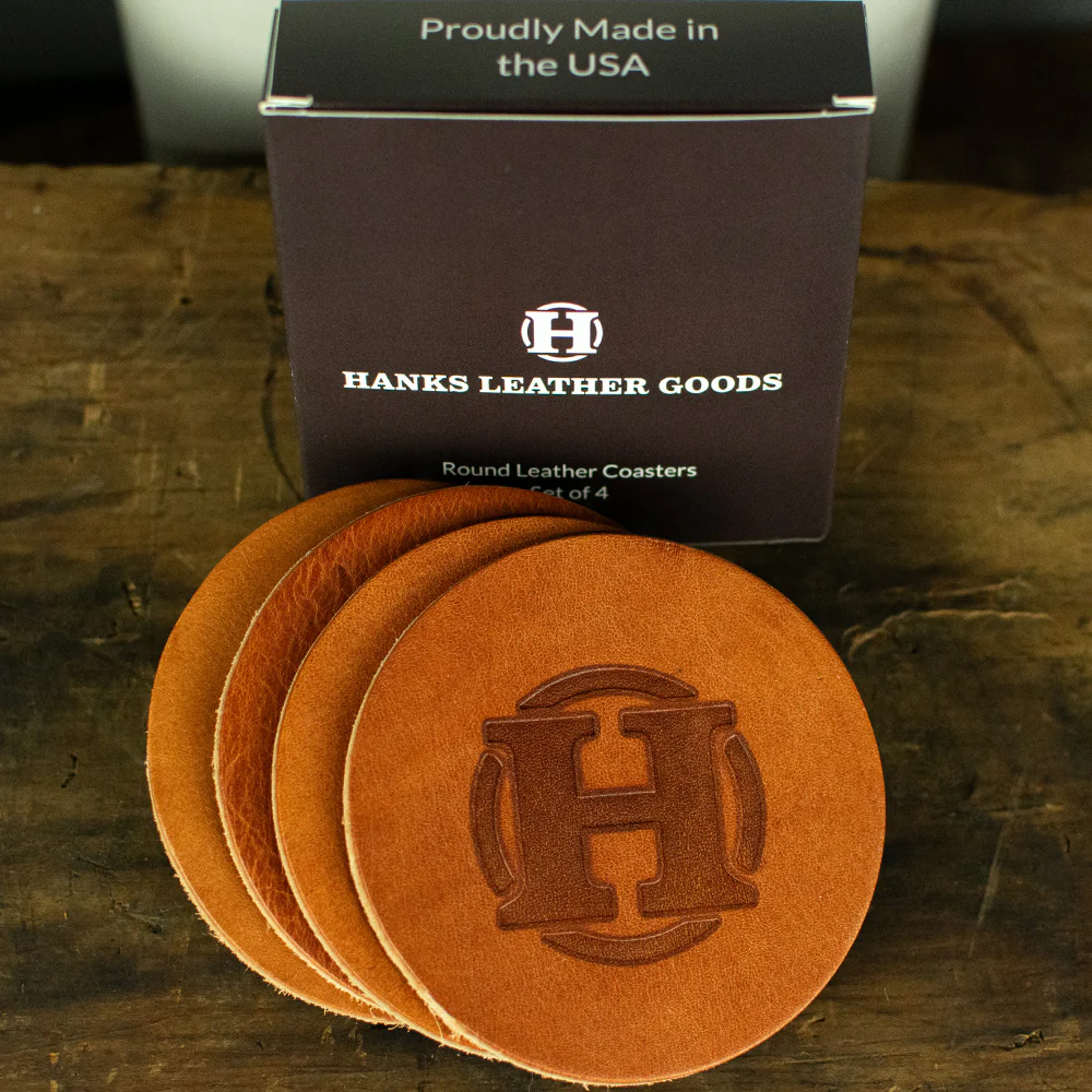Round Leather Coasters - Set of 4 - Image 4