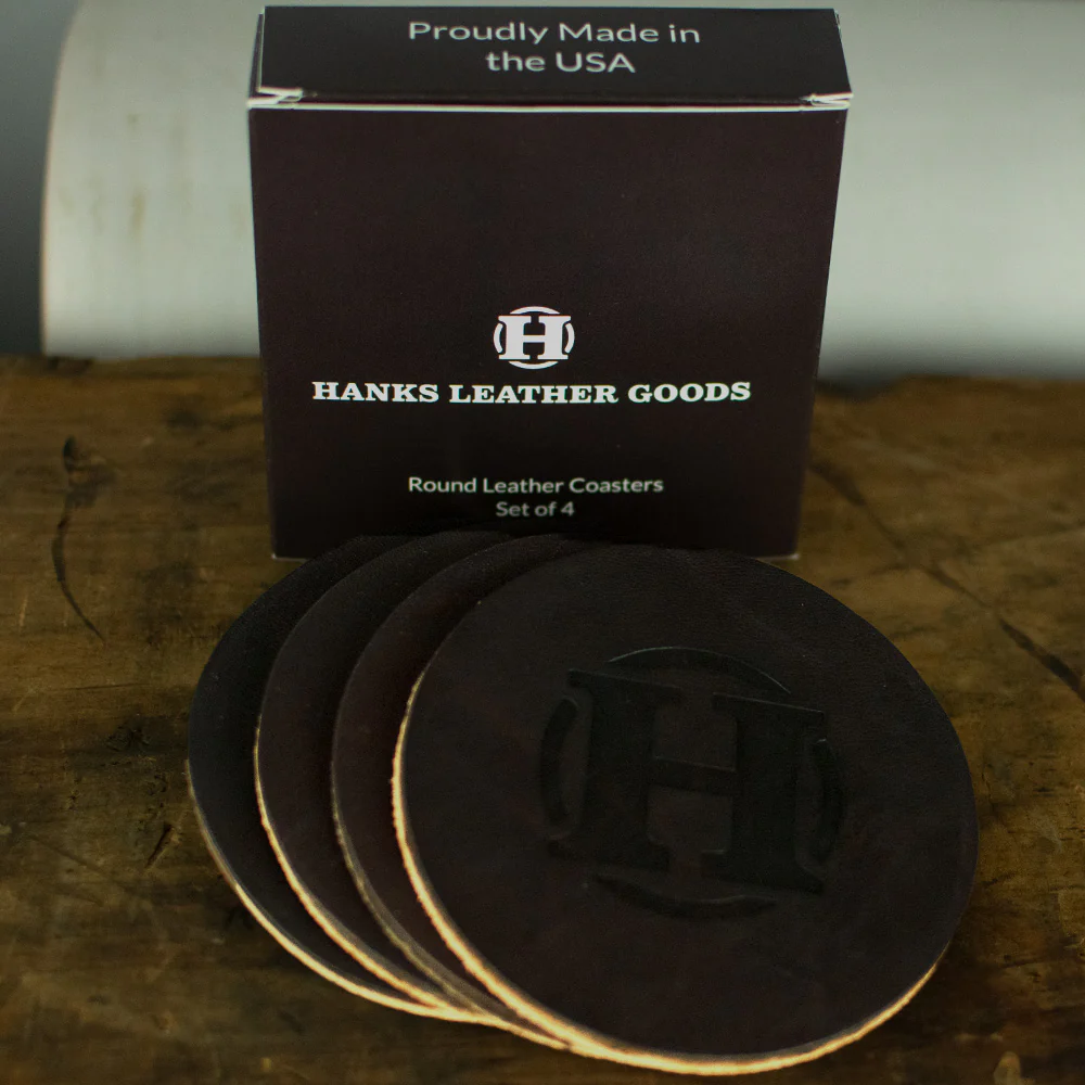 Round Leather Coasters - Set of 4 - Image 6